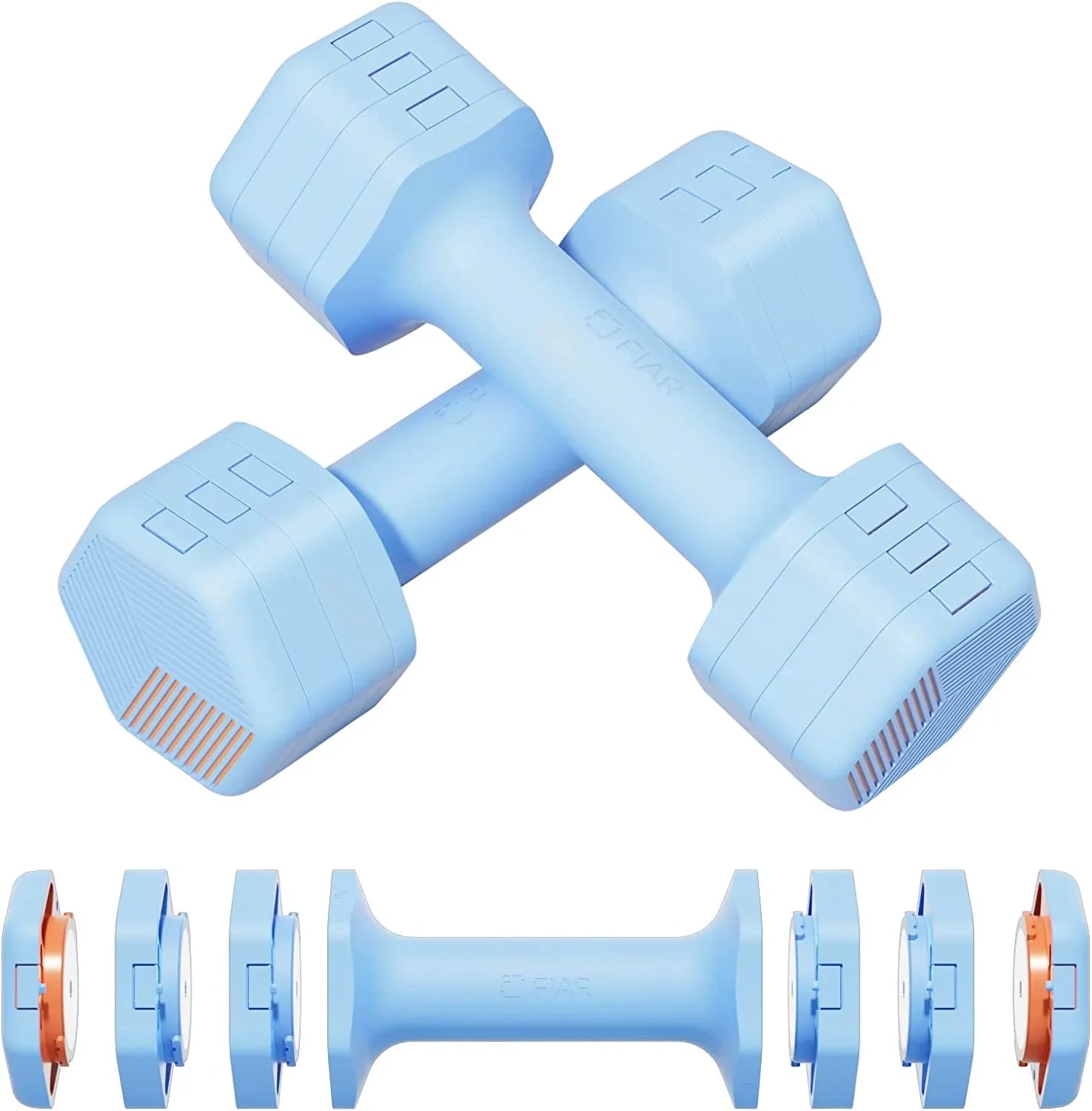 Adjustable Mass Dumbbells Set- A Pair 4lb 6lb 8lb 10lb (2-5lb Each) Free Mass Set for Home Gym Equipment Workouts Strength Training for Women, Men,Teens 3 Colors
