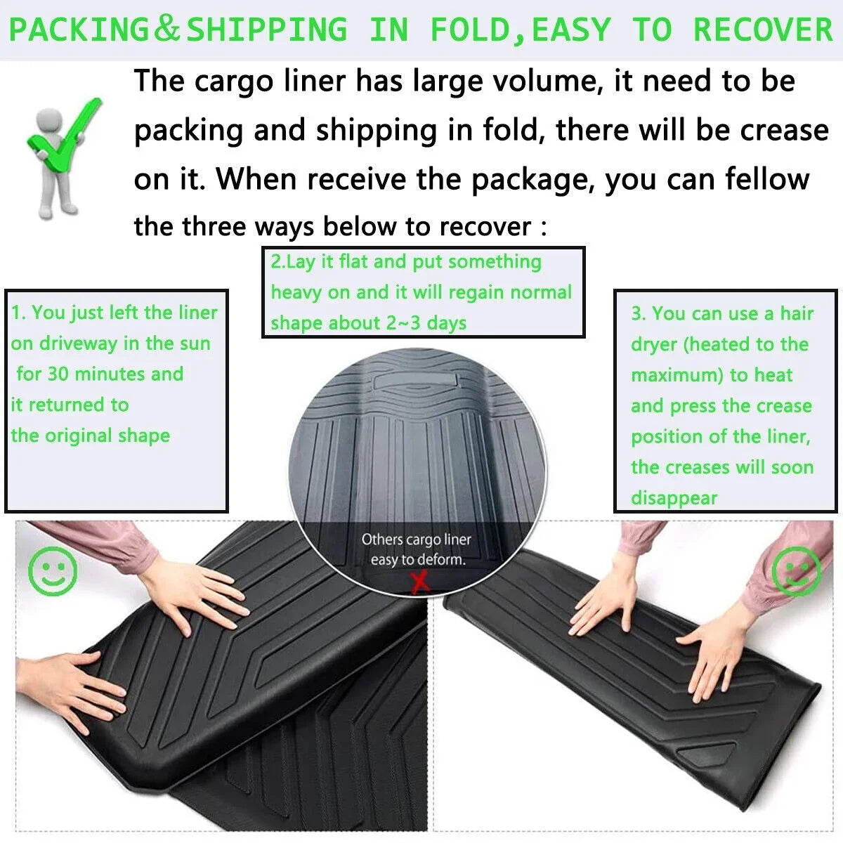 Car Rear Trunk Liner Cargo Mat Carpet for RAV4 2006-2012 Easy to Install