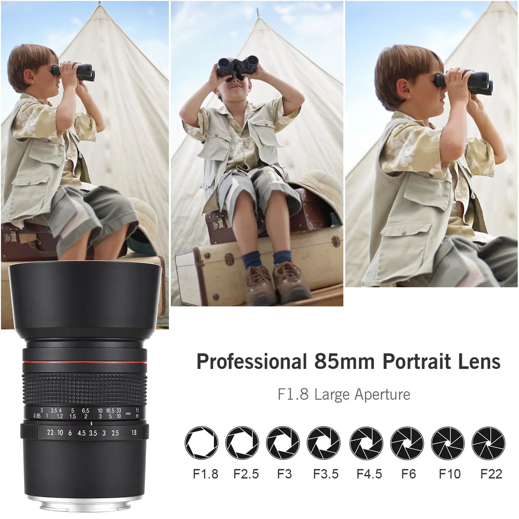 Andoer 85mm F1.8 Medium Telephoto Manual Focus Lens with Large Aperture, Suitable for A7 Series, A9, A6400, A6500, A6300, A6000, A5100 Cameras