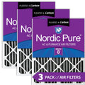 Nordic Pure 16x25x2 Furnace Air Filters MERV 8 Pleated Plus Carbon 3 Pack