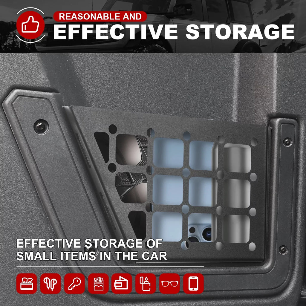 MFC 2Pcs Rear Door Storage Pocket Side Organizer Box Compatible with for Ford Bronco Accessories