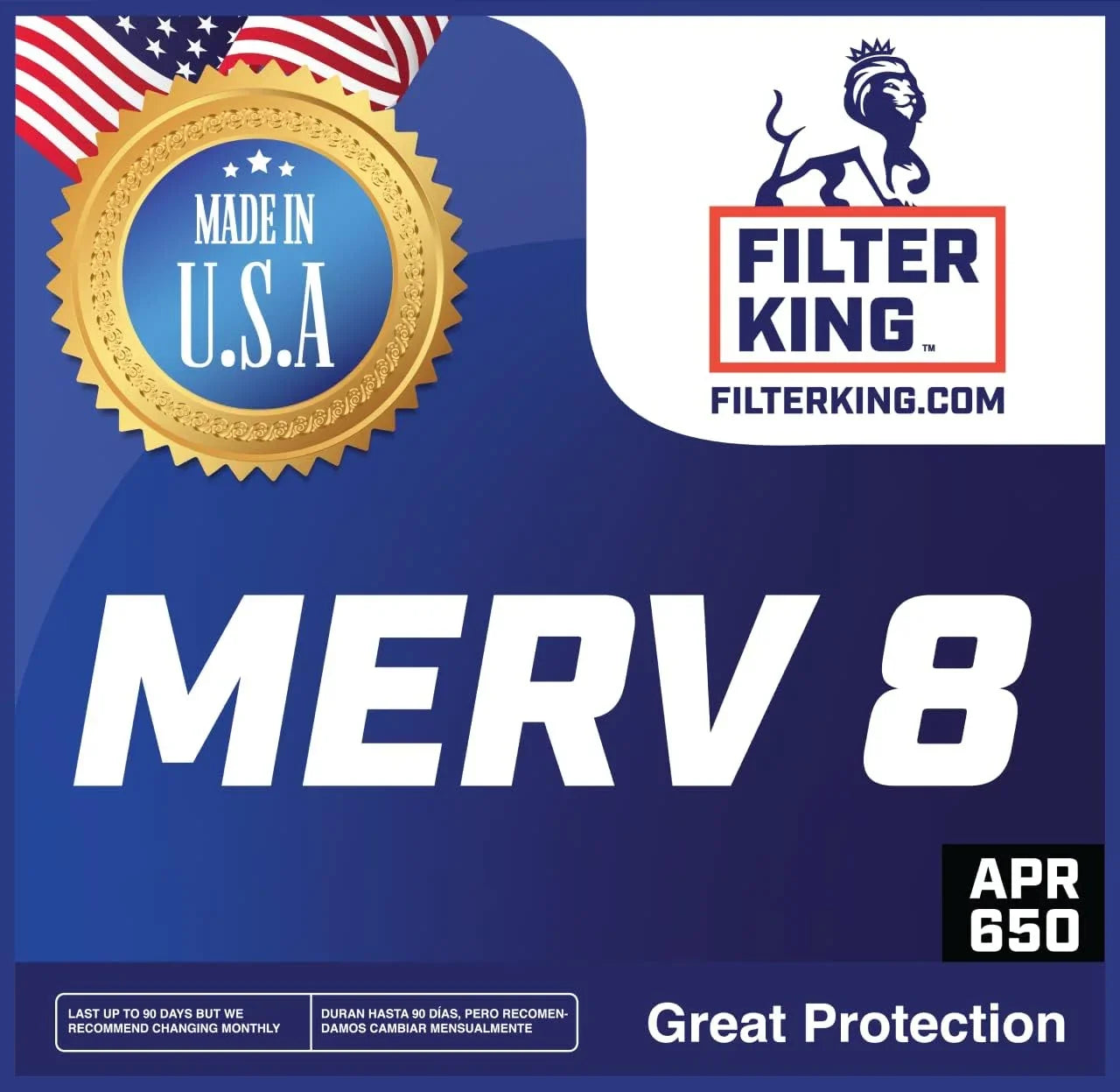 Filter King 5x43x1a Air Filter | 4-PACK | MERV 8 HVAC Pleated A/C Furnace Filters | MADE IN USA | Actual Size: 5 x 43 x .75"