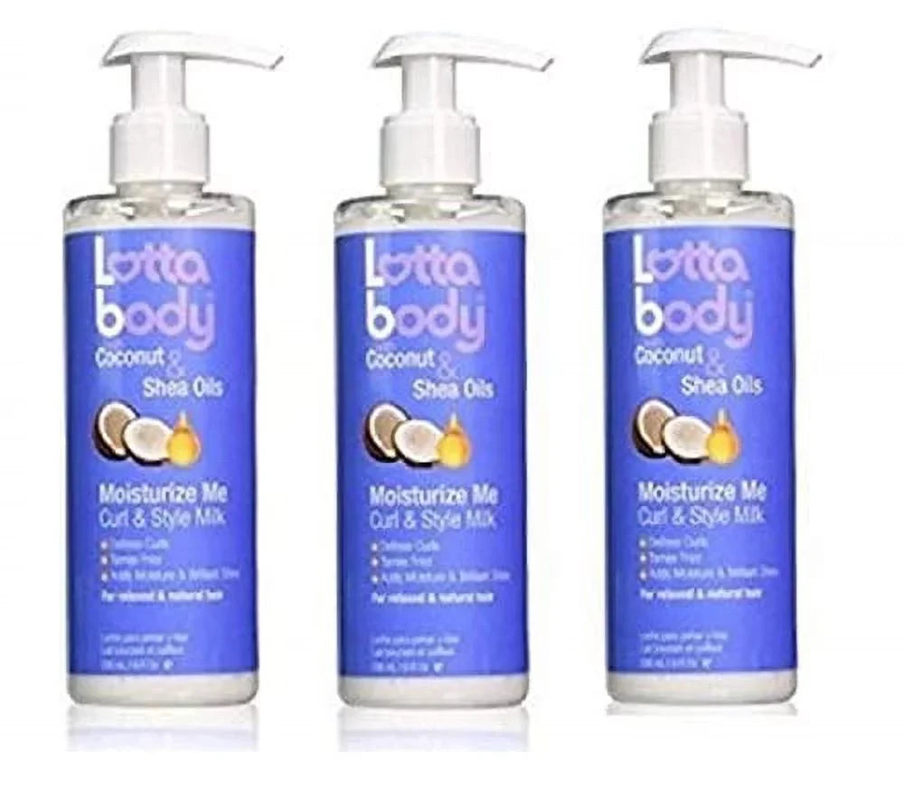 Lotta Body Coconut and Shea Oils Moisturize Me Curl and Style Milk, 8 Ounce (PACK OF 3)