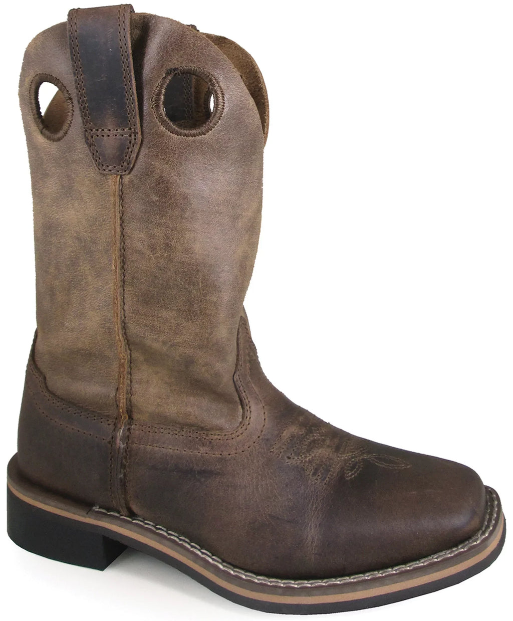 Smoky Mountain Boys' Waylon Western Boot Square Toe Distressed Brown 5 D(M) US
