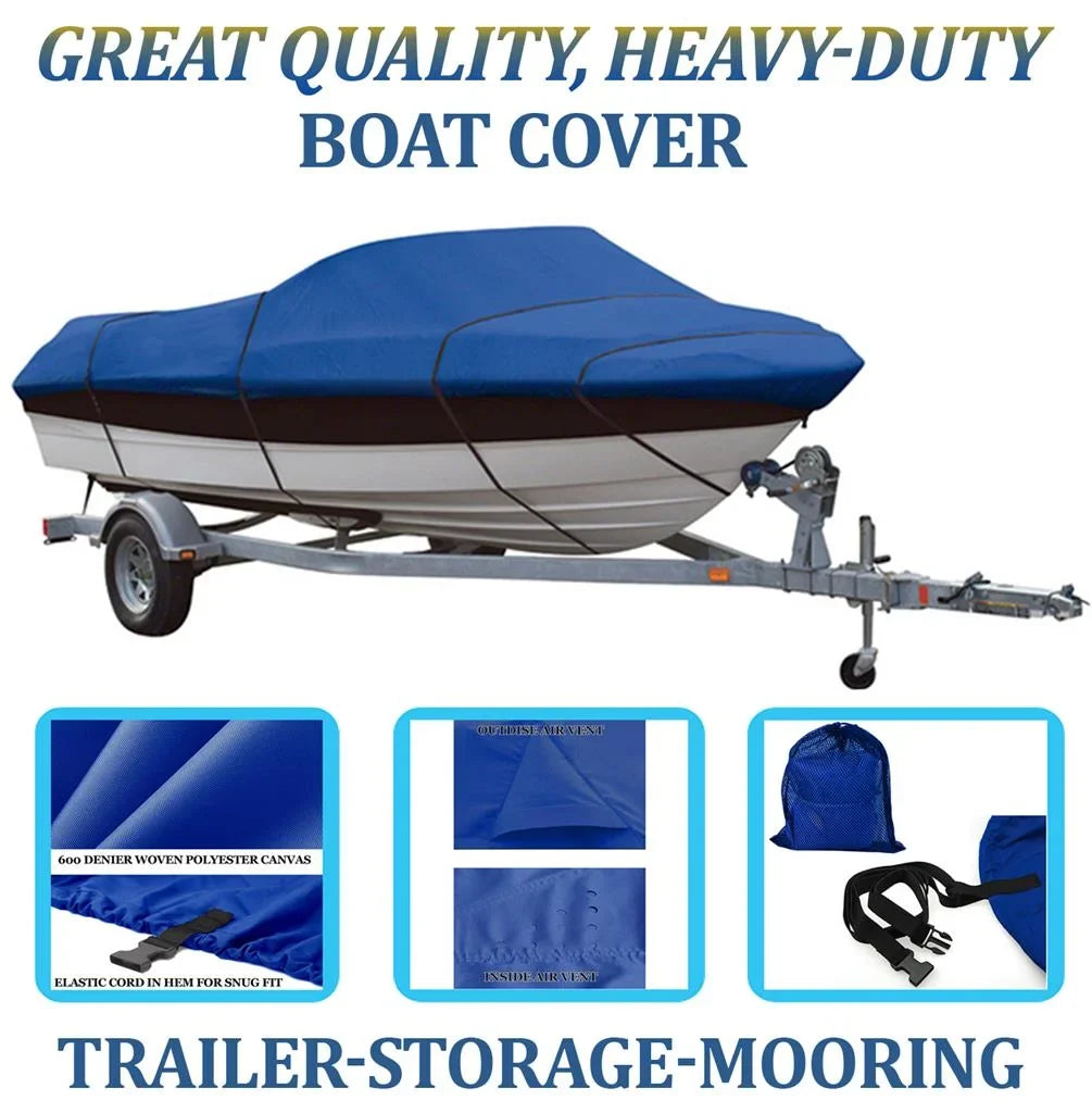 BLUE, GREAT QUALITY BOAT COVER Compatible for SEA STAR T-573 HAWK O/B 1974