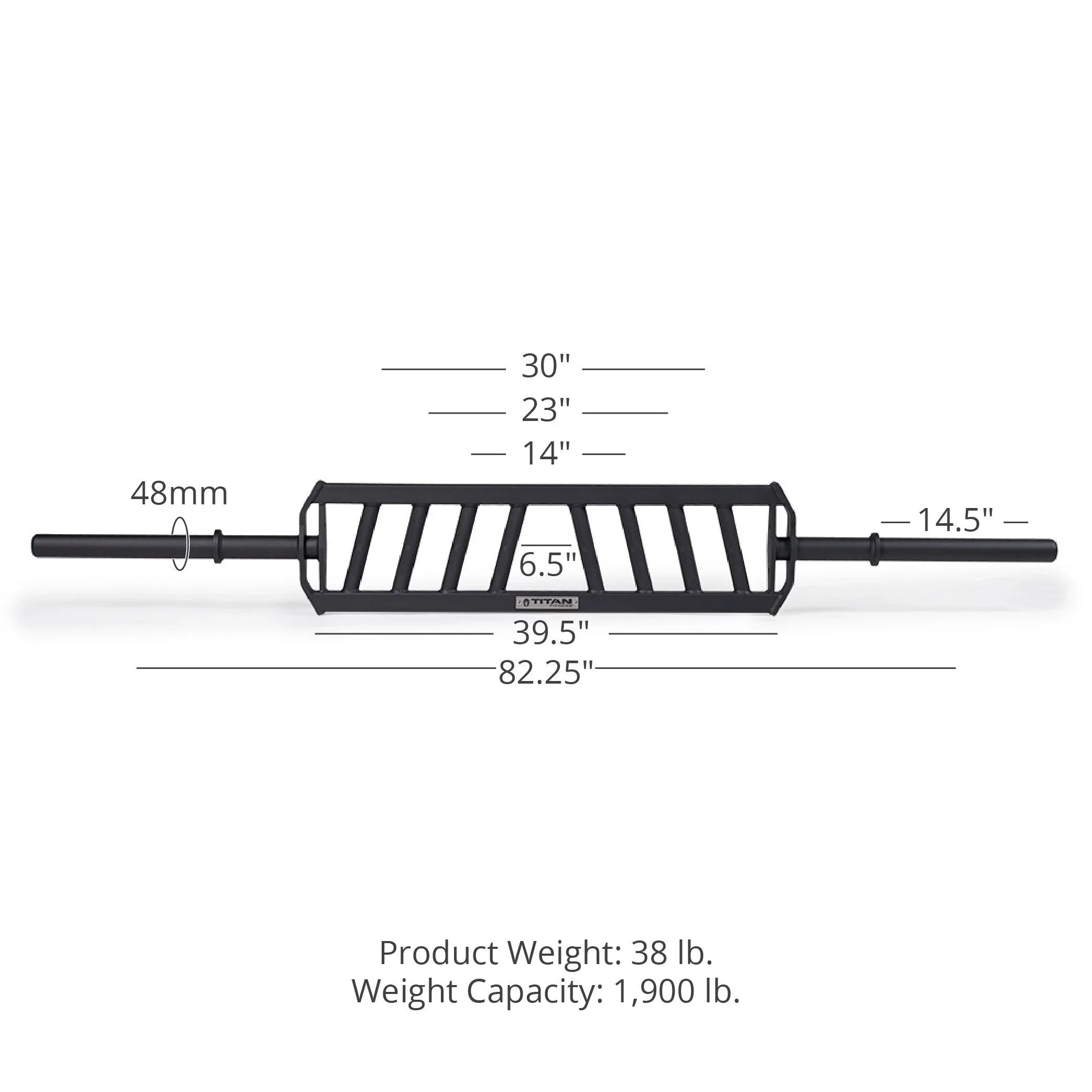 Titan Fitness Hybrid Angled Multi-Grip Olympic Barbell V3, Rated 1,900 LB, Rackable Swiss/Football Bar