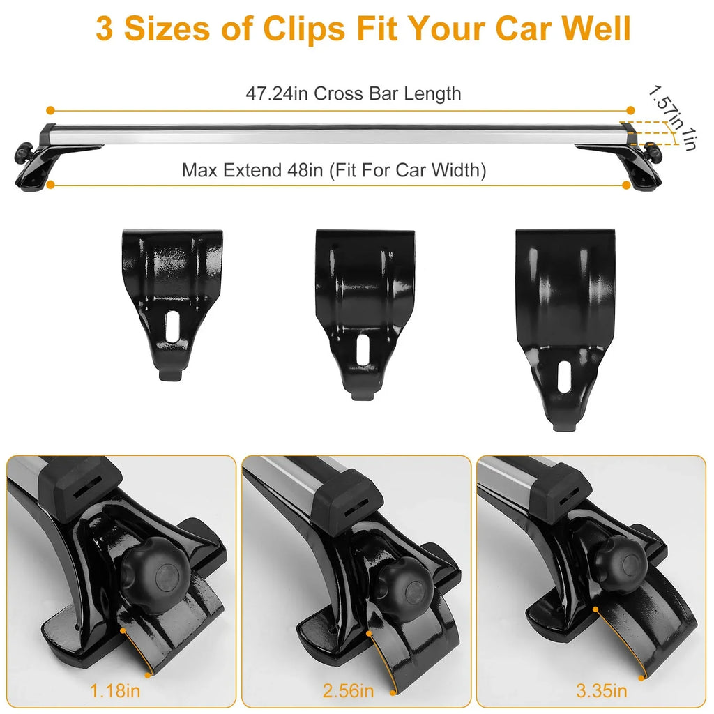 iMounTEK Roof Rack Crossbars 47.24in Car Roof Rack Aluminum Cargo Carrier with 165LBS Capacity Fit for Most Vehicle Wagon Car Without Roof Side Rail
