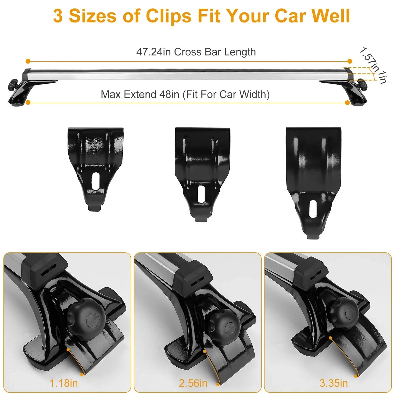 iMounTEK Roof Rack Crossbars 47.24in Car Roof Rack Aluminum Cargo Carrier with 165LBS Capacity Fit for Most Vehicle Wagon Car Without Roof Side Rail