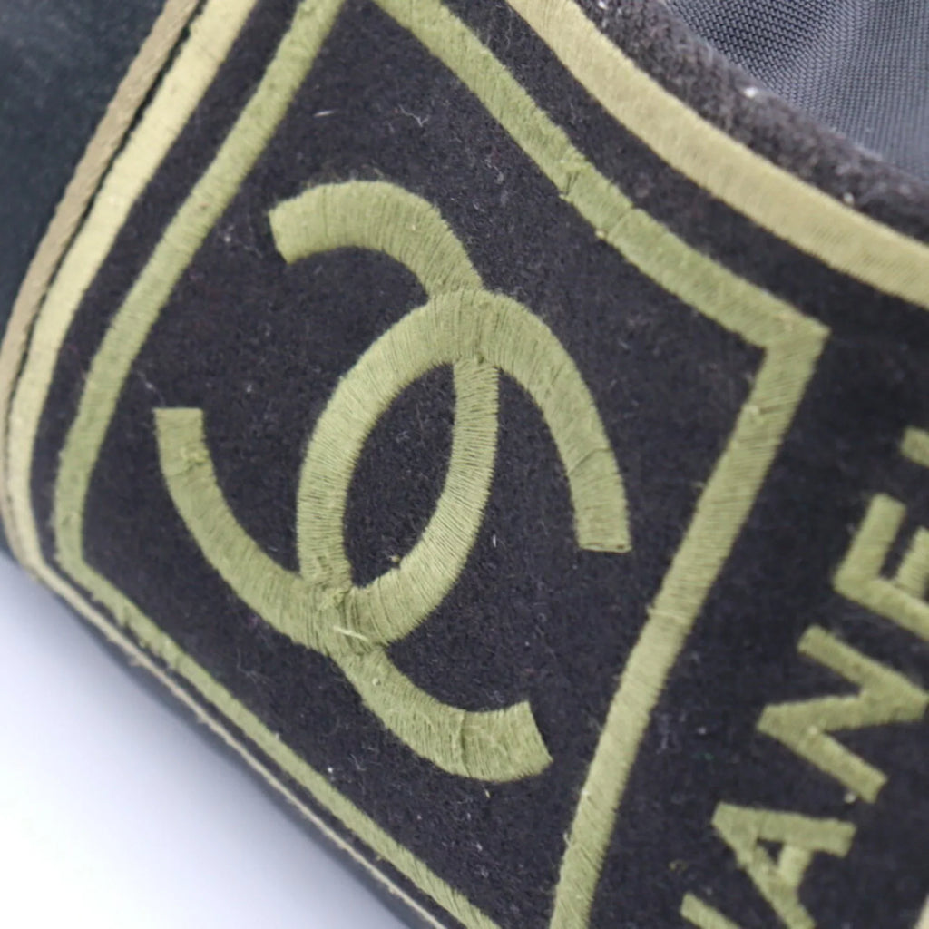 Pre-Owned CHANEL Chanel Sport Line Boston Bag Nylon Canvas Jet Khaki Green Shoulder Travel Cocomark 10 Series Round Cylindrical (Fair)