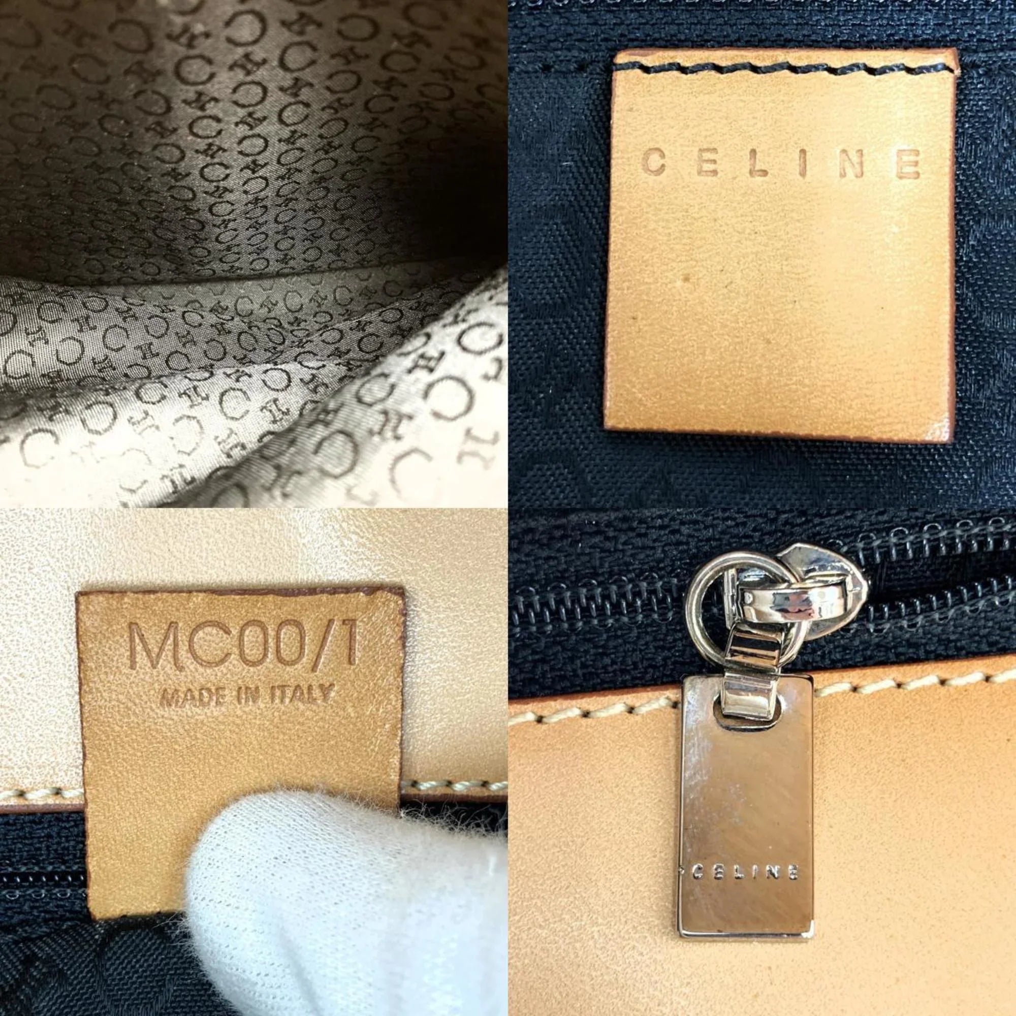 Pre-Owned CELINE C macadam tote bag handbag Ebony suede leather ladies fashion MC00 1 USED (Good)