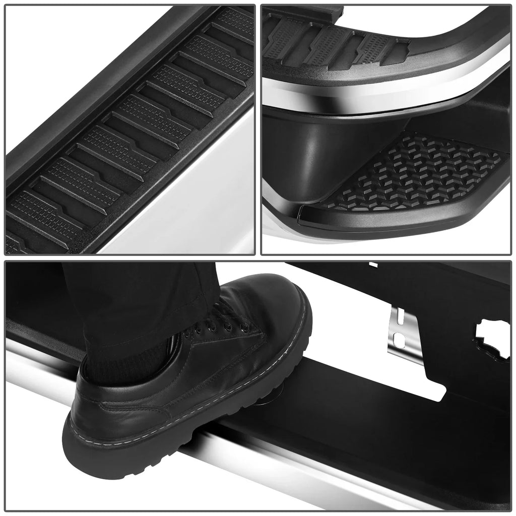 DNA Motoring STEPBUM-10068 For 2019-2023 Silverado Sierra Chrome Rear Step Bumper With Parking Sensor Holes