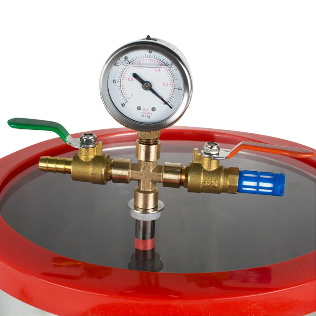 Efficiently Eliminate Air Bubbles with Our Stainless Steel Silicone Machine and Powerful 3CFM Vacuum Pump - The Ultimate Vacuum Degassing Chamber Kit [5 Gallon]