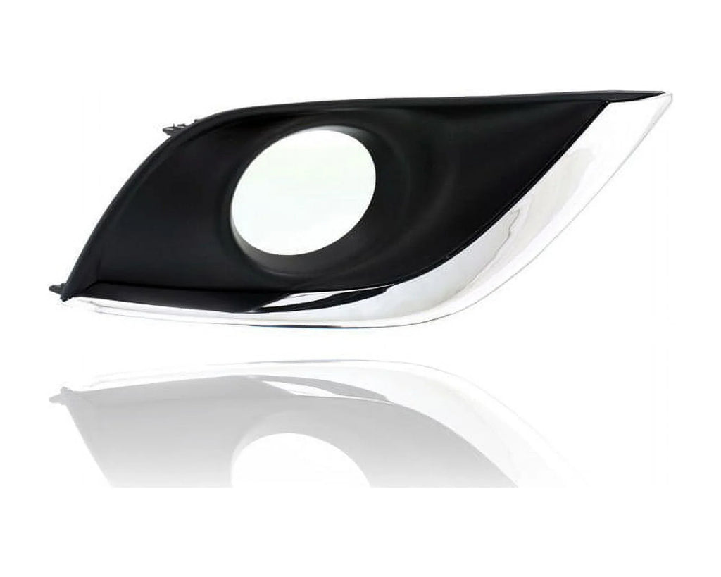 Fog Light Cover - Compatible/Replacement for '15-19 Nissan Versa Sedan SV/SE/SL- Bezel With Hole Jet & Chrome Molding - Pair, Left Driver + Right Passenger Set - 622566W80A, 622576W80A