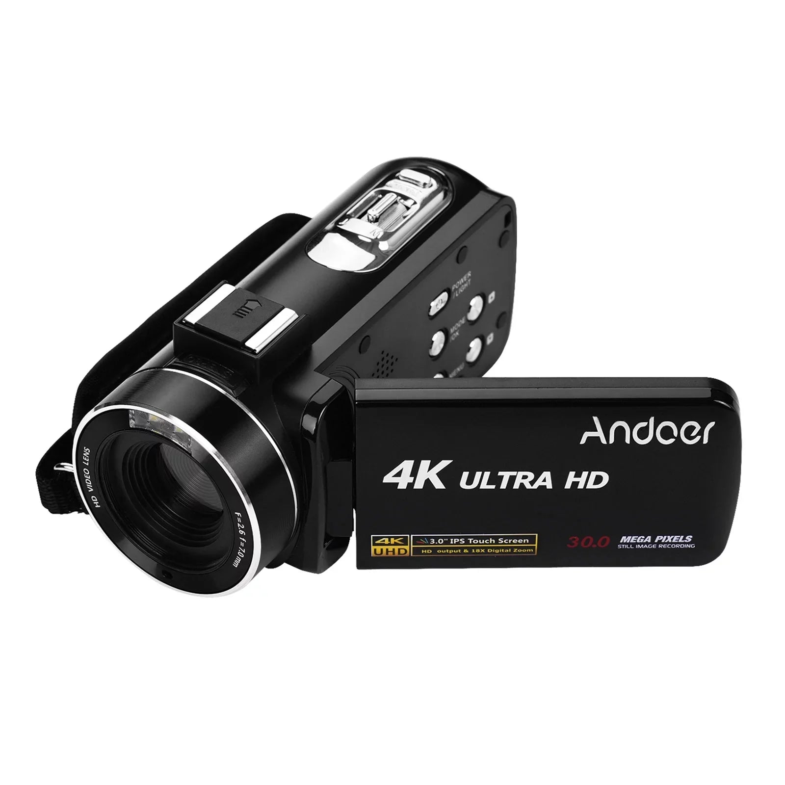 Andoer 4K Handheld DV Professional Digital Video CMOS Sensor Camcorder with Hot Shoe for Mounting Microphone 3.0 Inch IPS Burst -Shaking Function