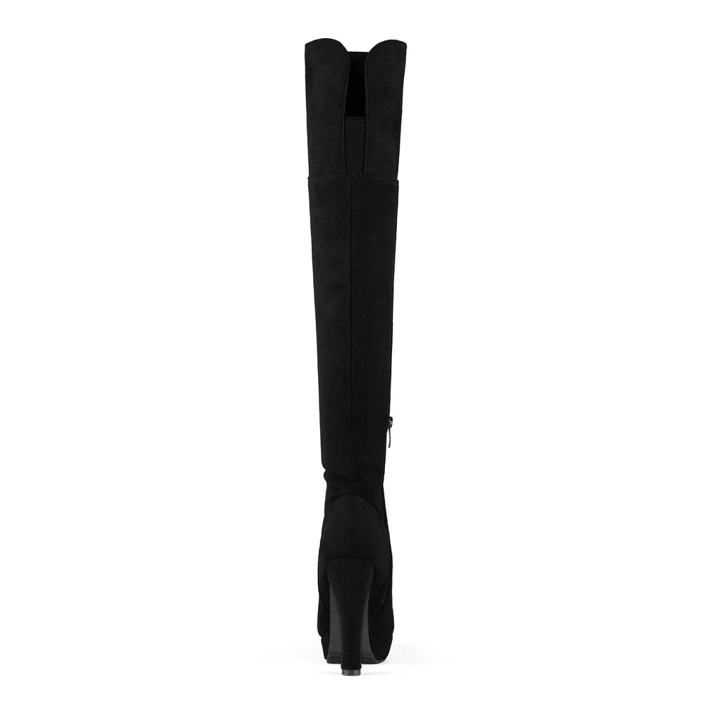 DREAM PAIRS Women's Fashion Thigh High Chunky Heel Platform Over The Knee Boots HIGLAT Ebony Size 7.5