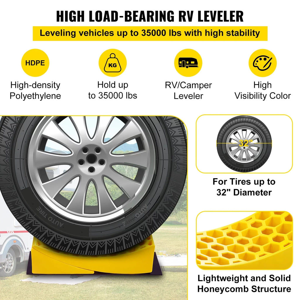 BENTISM Camper Leveler 2 Pack 35000lbs Curved RV Levelers Camper Leveling Honeycomb Blocks Chocks for Trailers Campers Vans Trucks