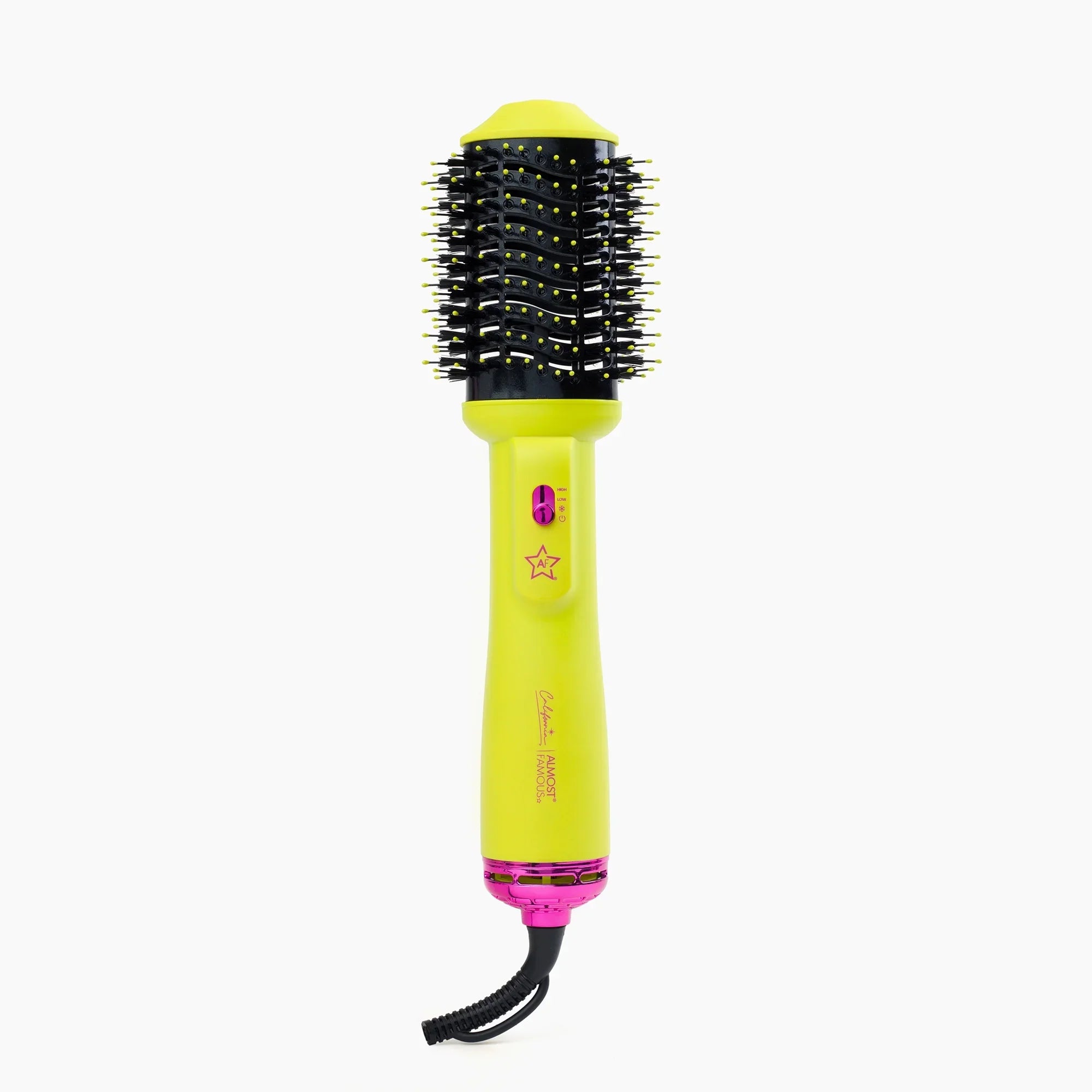 4 in 1 Hair Dryer & Styler, Round Volumizing Blowout Brush, 3 Temp Settings, Professional Salon Quality Tool Hot Brush, Anti-Frizz Negative Ion, California Collection, Yellow