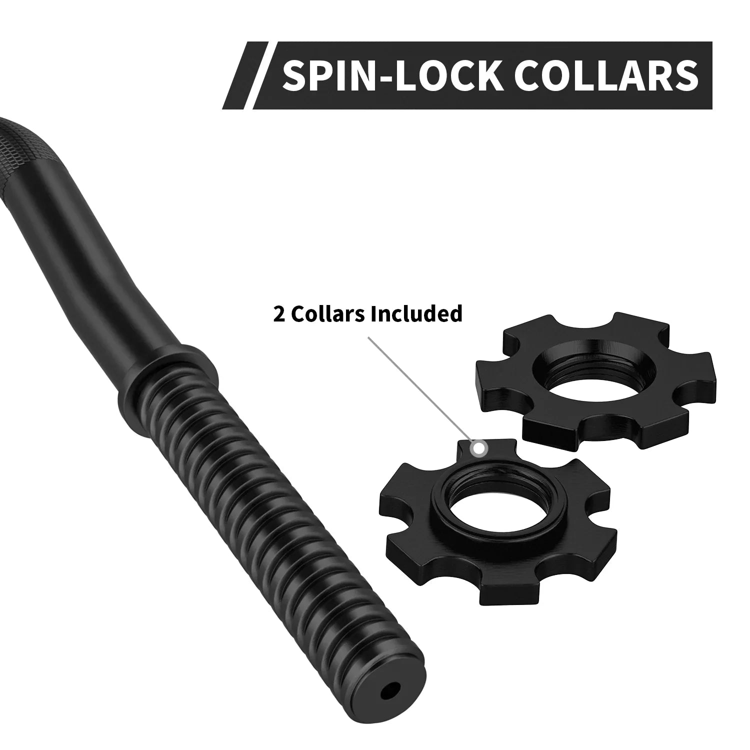 FIXTECH 47'' Olympic Curl Bar with Collars for All Standard Plates, 220-Pound Capacity, Jet