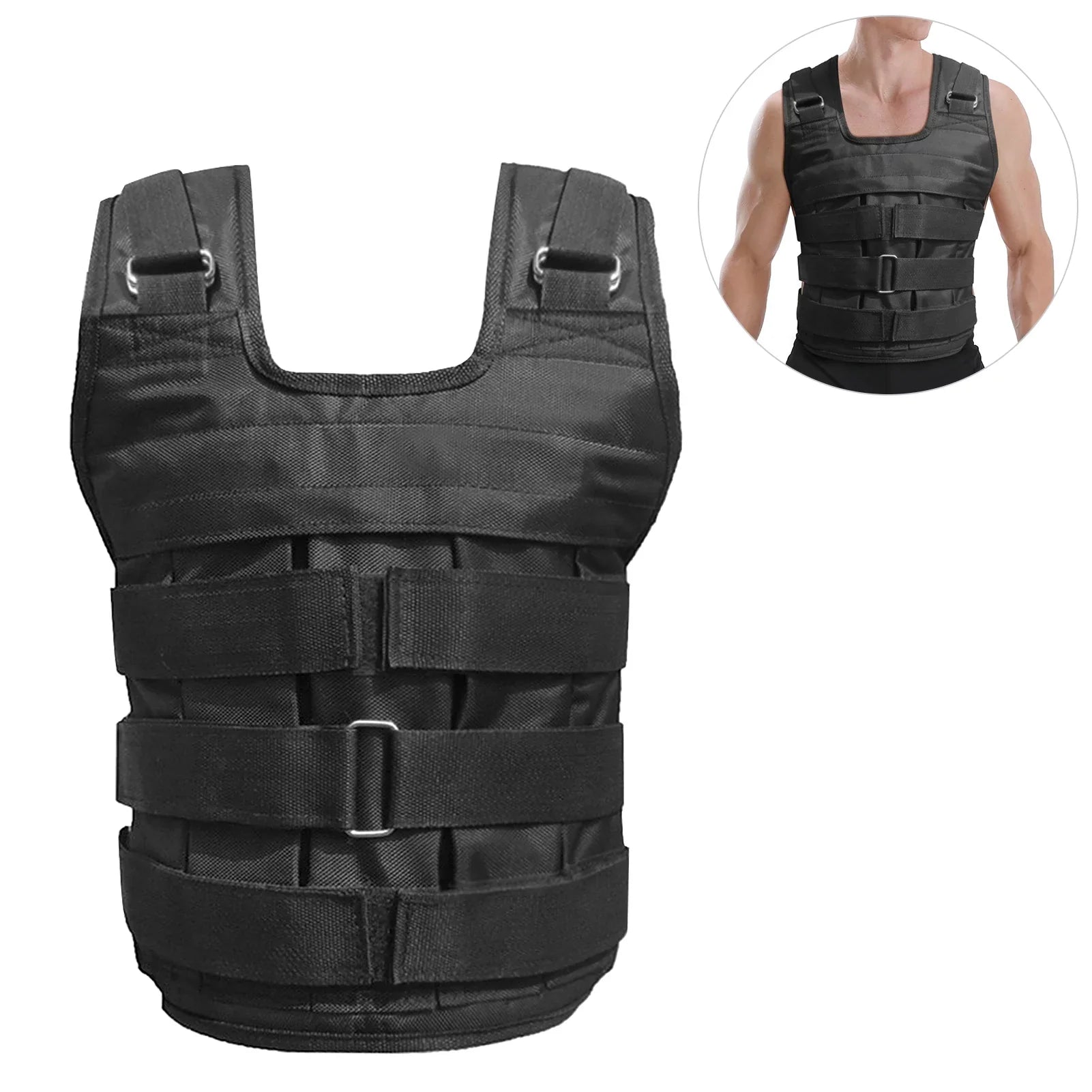 Lixada Adjustable Load Vest 50kg Max Load Oxford Cloth Jacket for Strength Training Exercise Empty