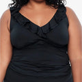 Ralph Lauren Dark Plus Size Tummy-Control Underwire Ruffled Tankini Top, US 20W