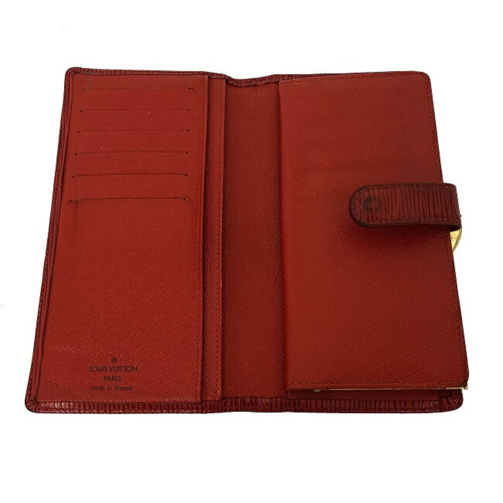Pre-Owned Louis Vuitton Continental Vienois Castilian Red Epi M63257 Gamaguchi Long Wallet Leather MI0032 LOUIS VUITTON Ladies (Good)