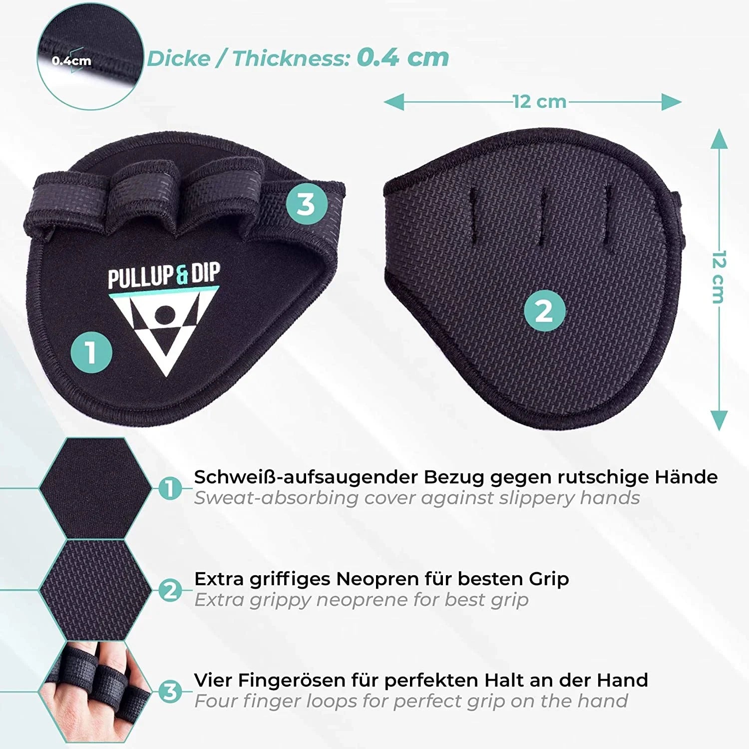 PULLUP & DIP Neoprene Grip Pads Lifting Grips, The Alternative to Gym Workout Gloves, Lifting Pads for Mass Calisthenics & Powerlifting, No more sweaty Gym Gloves