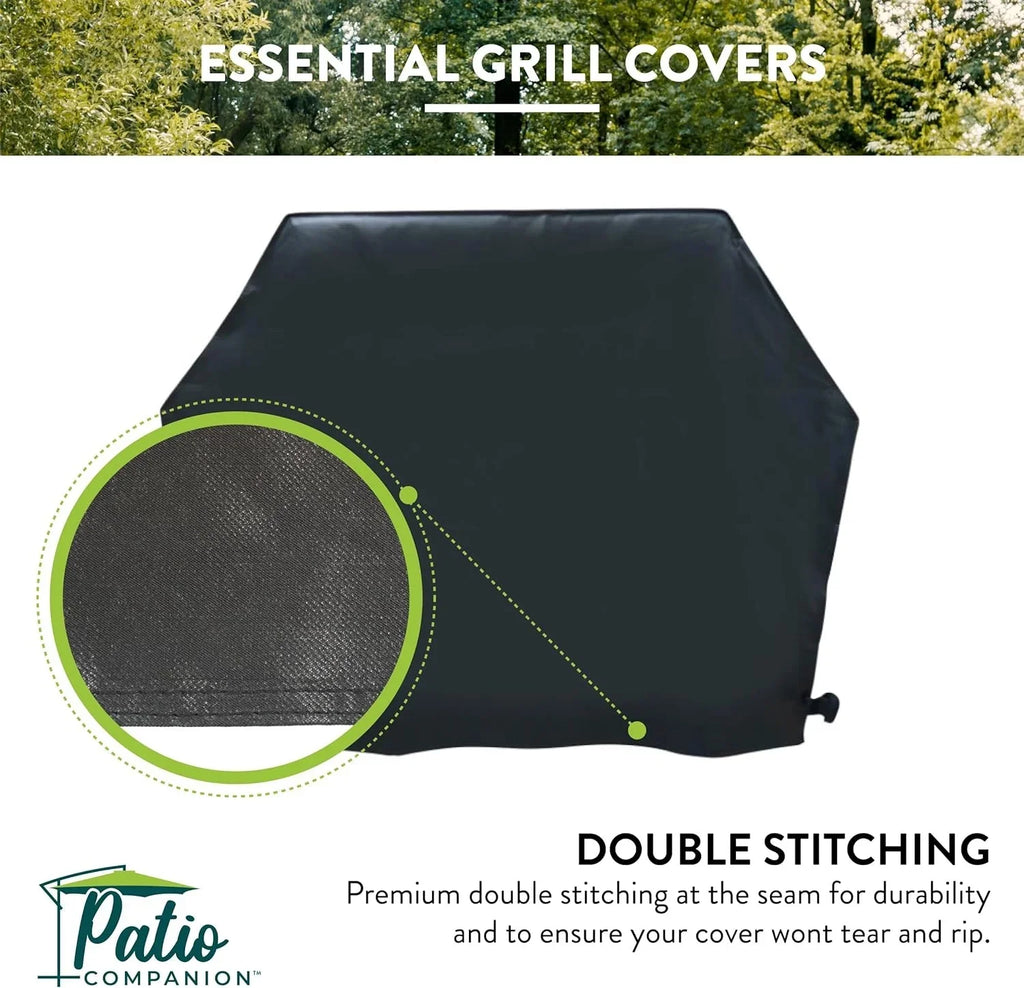 Patio Companion Essential, 80 Inch BBQ Grill Cover, 1 Year Warranty, Heavy-Duty Material, Waterproof and Weather Resistant, Gas Grill Cover for Weber, Char Broil, Broil King, Etc. Jet