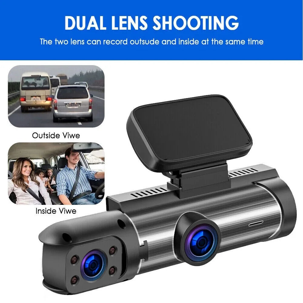 Jahyshow Car DVR Dash Cam Video Recorder G-Sensor Dual Lens Front 1080P w/ Interior Camera