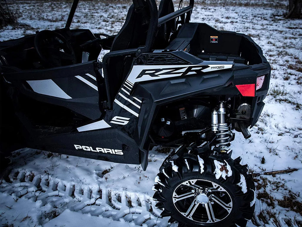 SuperATV Fender Flares Mud Guards for 2016|2020 Polaris RZR S 1000/2019|2020 RZR S4 1000|2 Front Flares, 2 Rear Flares|8.5" of Protection on Each Side vs. 4" Stock|FF-P-RZR-001#ASIN