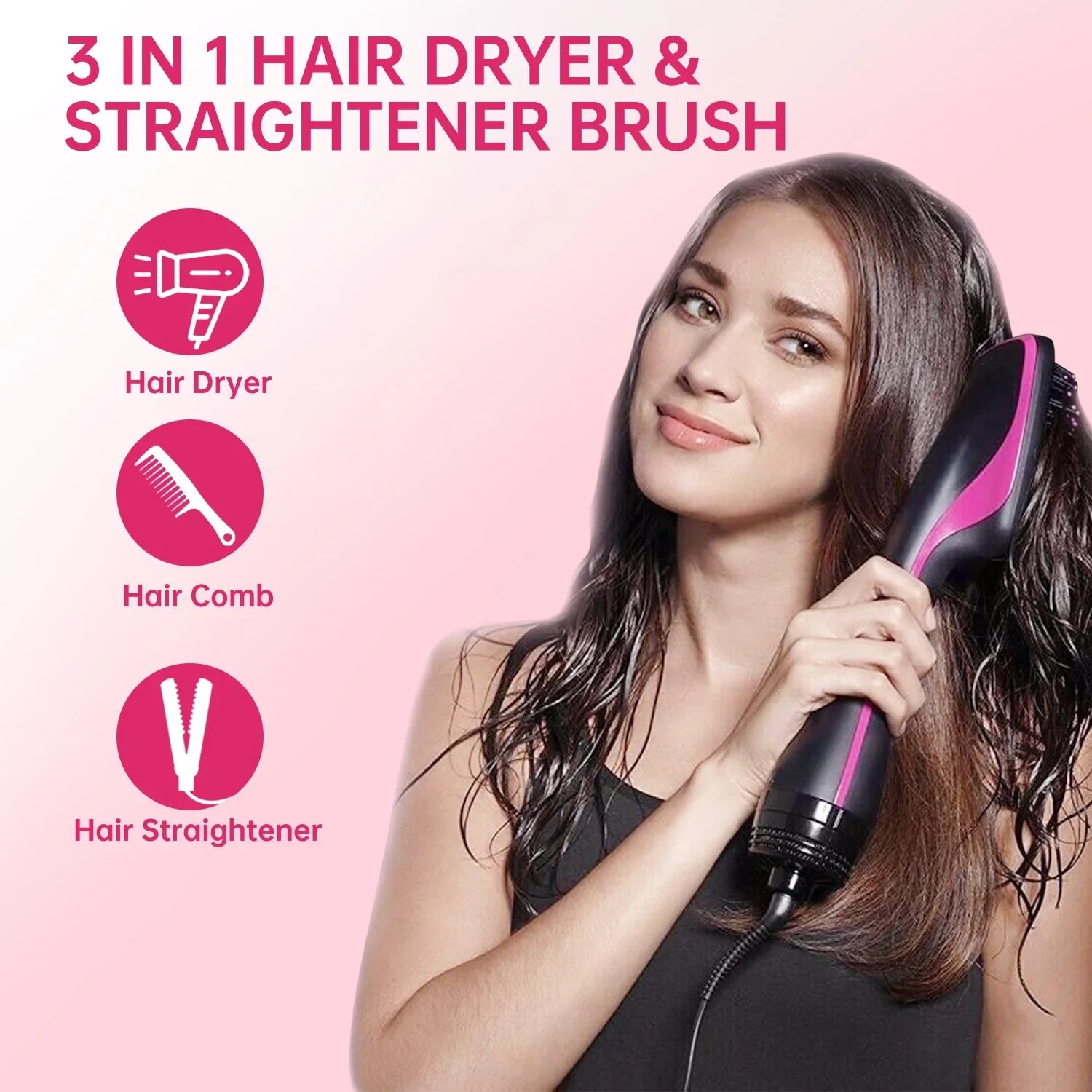 One-Step Hair Dryer and Styler | Detangle, Dry, and Smooth Dark