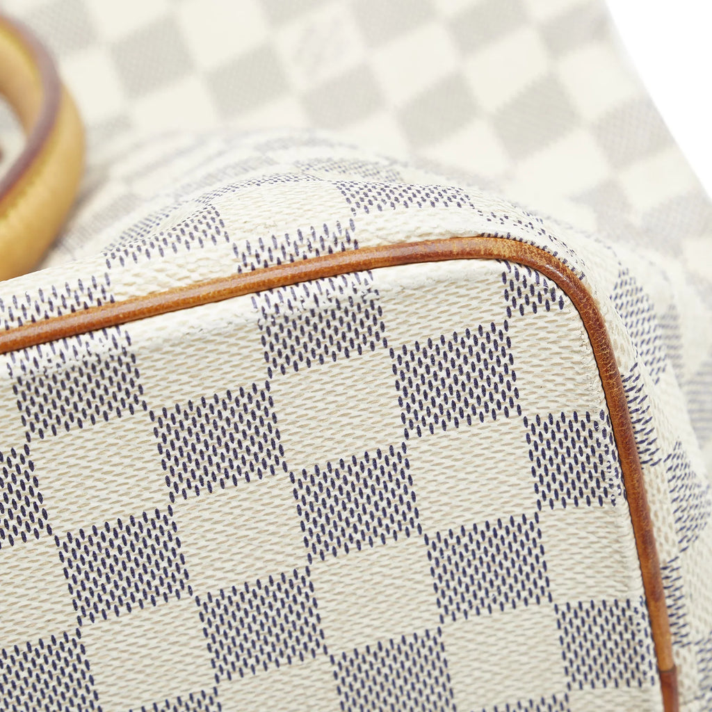 Pre-Owned Authenticated Louis Vuitton Damier Azur Saleya MM Canvas White Tote Bag Unisex (Good)