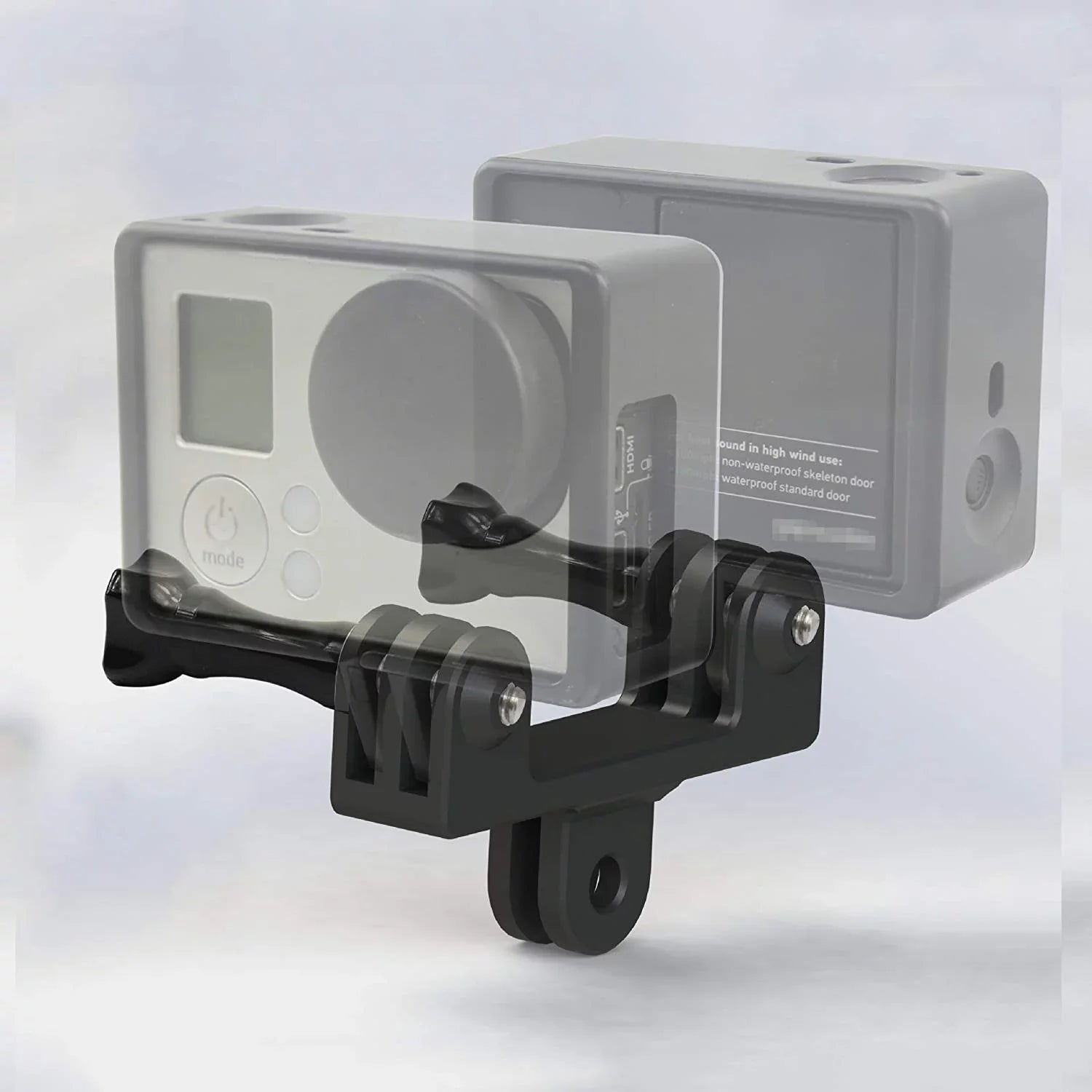 Aluminum Dual Twin Mount Adapter for GoPro Hero 9/8/7/(2018)/6/5/4 Ebony 3+,DJI Osmo Action,AKASO/Campark/YI