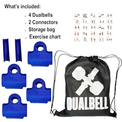 DUALBELL Superset Dumbbell to Barbell Adapters- Converts dumbbells for use on 1" Size bar (up to 100 lb dumbbell, 2 Pair, 2 Spacers)