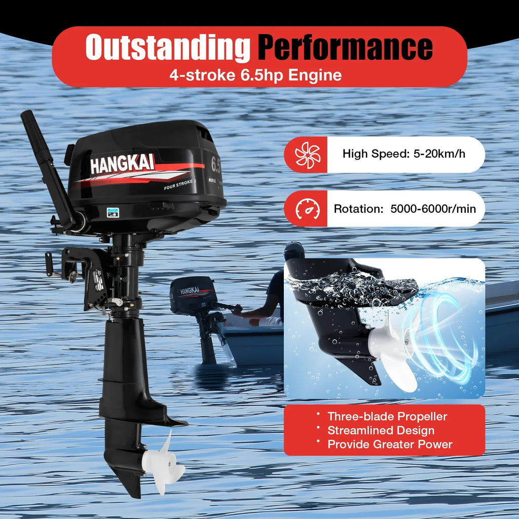 LOYALHEARTDY Outboard Motor 6.5 4 Stroke Boat Engine Fishing Boat Kayak Engine Water Cooling 123CC