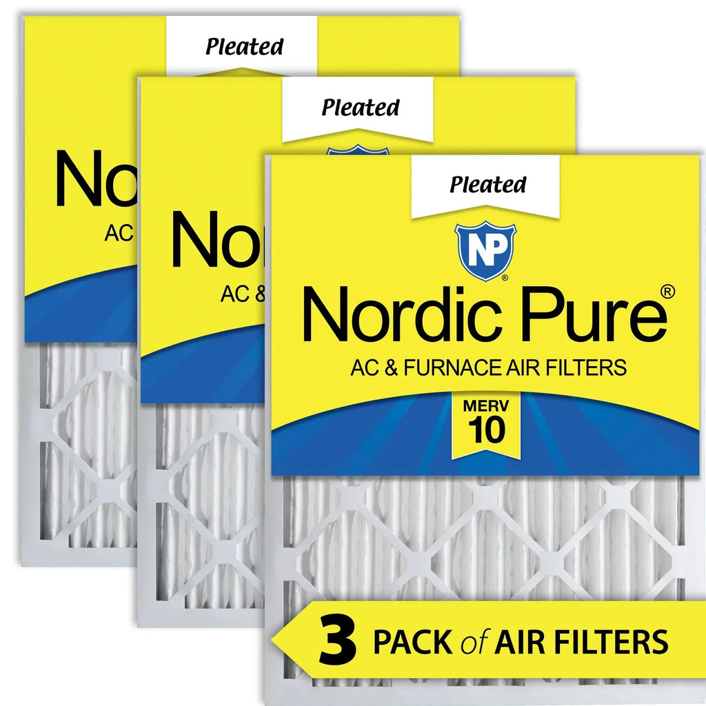 Nordic Pure 20x20x2 Pleated MERV 10 Air Filters 3 Pack