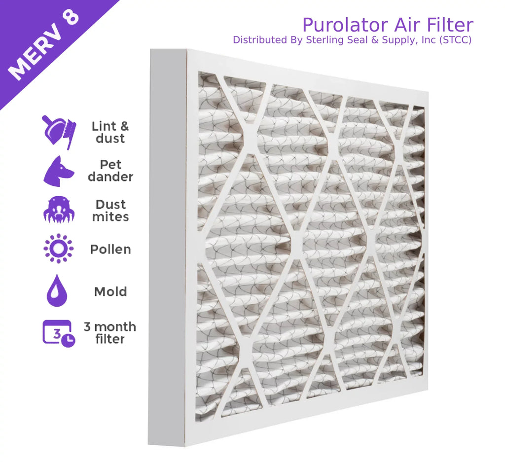 12x12x2, Purolator DMK80 Extended Surface Pleated Air Filter, Mechanical MERV 8, (6 Pack)