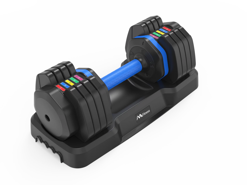 Adjustable Dumbbell - 55lb Single Dumbbell with Anti-Slip Handle, Fast Adjust Mass by Turning Handle with Tray, Exercise Fitness Dumbbell Suitable for Full Body Workout