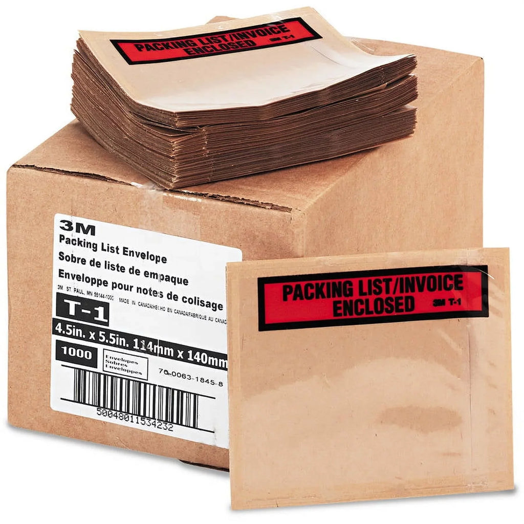 3M Top Print Self-Adhesive Packing List Envelope, 4.5" x 5.5", White, 1000-Count