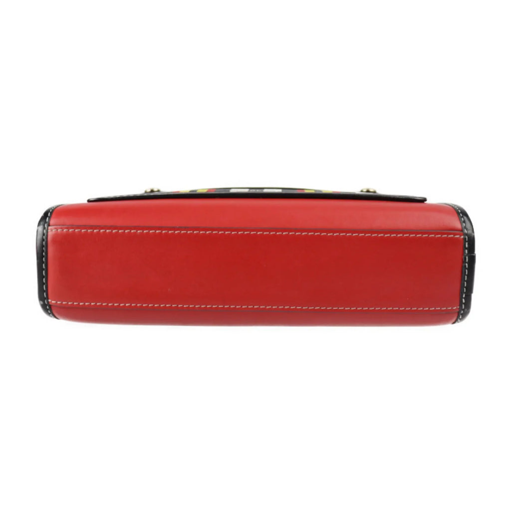 Pre-Owned BURBERRY Burberry mini pocket bag handbag leather nylon canvas red Dark multicolor gold metal fittings check pattern 2WAY shoulder (Good)