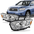 AKKON - Fits 2008 2009 2010 highlander [Halogen Type] Chrome Headlights Pair Left+Right Replacement