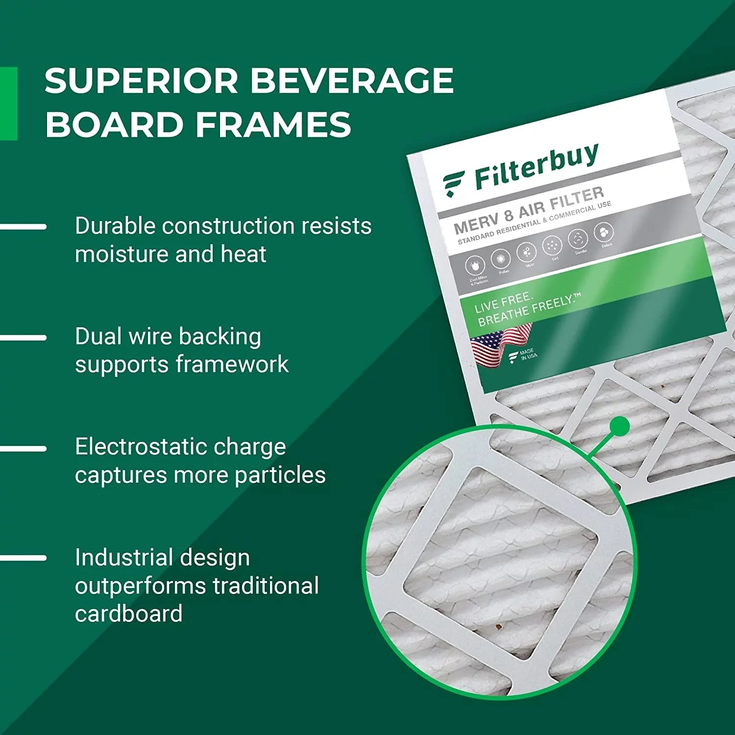 Filterbuy 8x20x2 MERV 8 Pleated HVAC AC Furnace Air Filters (12-Pack)
