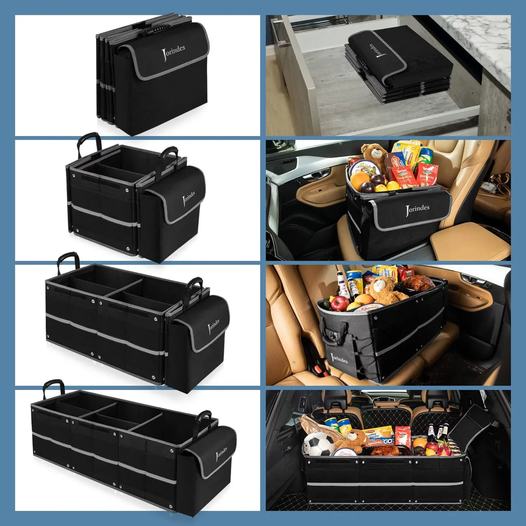 Trunk Organizer for Car with Insulated Leak proof Cooler Bag, Collapsible Waterproof Car Organizer 3 Compartments Suitable for Vehicle Sedan, Suv, Truck,Van