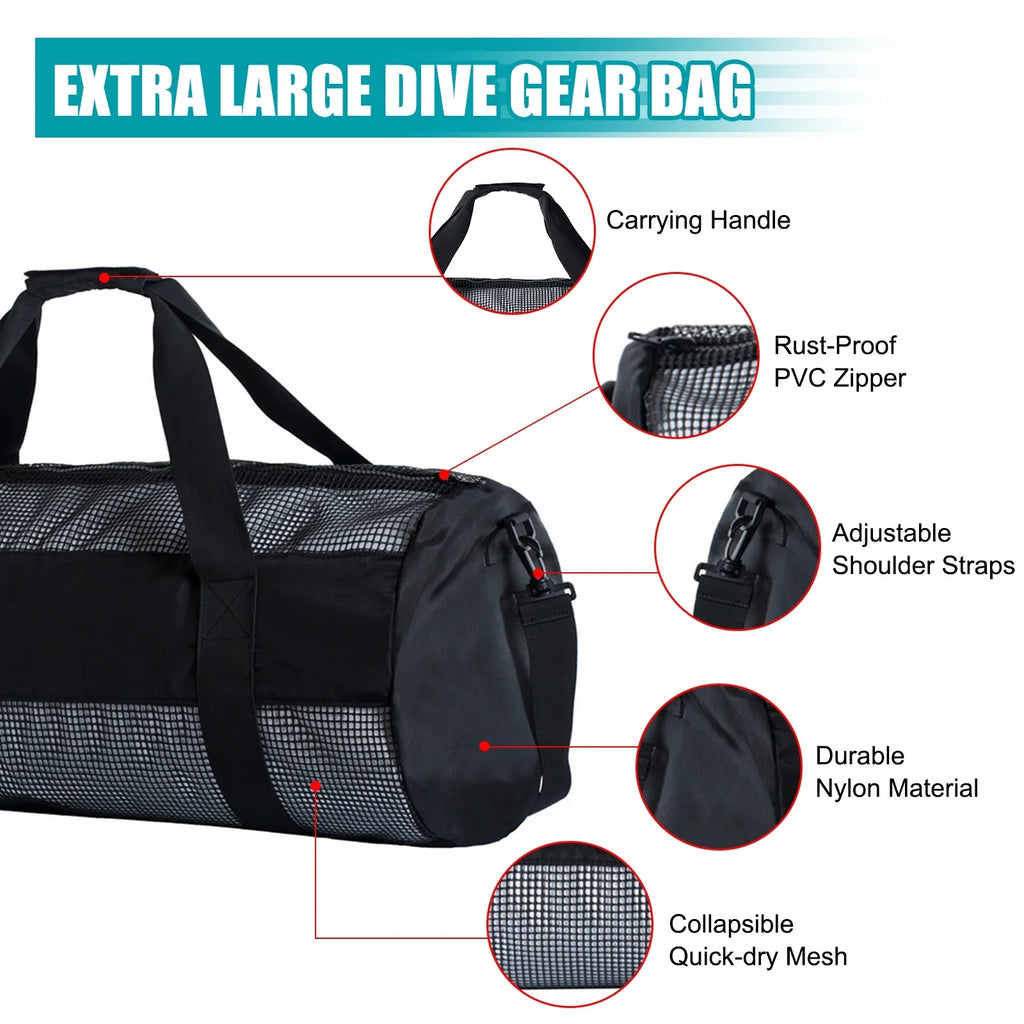 Bisofice Plastic Zipper Durable Mesh Easy To Easy To Carry Dive Mesh Easy Snorkel Dive Mesh To Carry Polyvinyl Chloride Zipper Durable Nylon Mesh Dive Snorkel Qisuo Mesh Dive Huiop