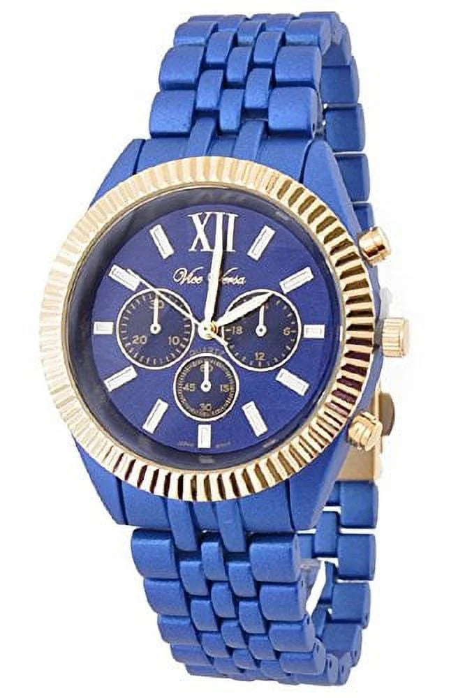 Women's Matted Blue Metal Band Wrist Watch