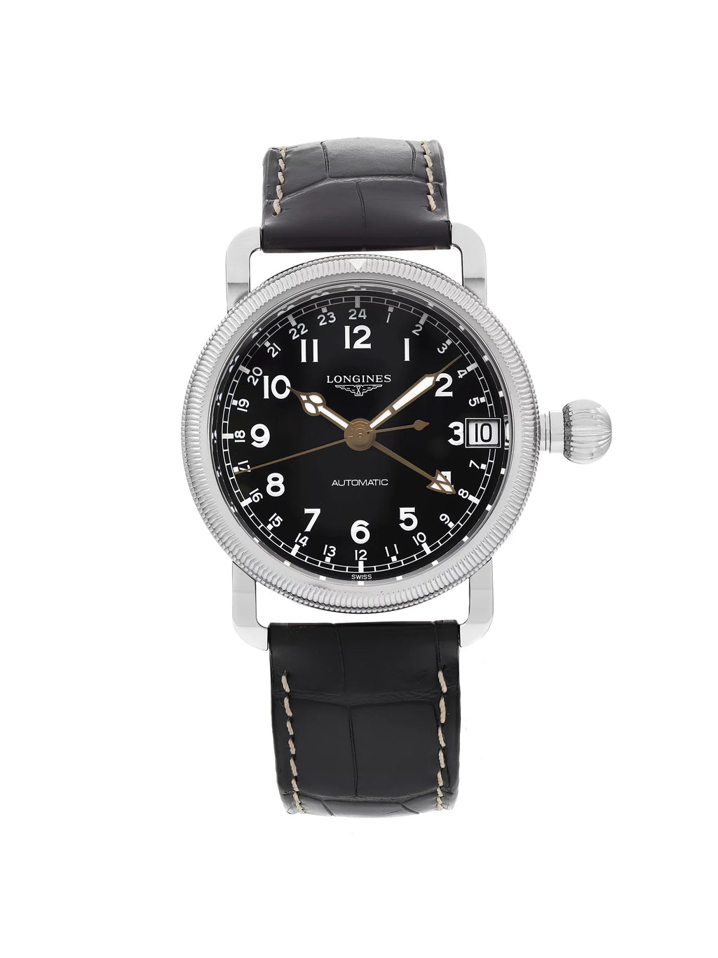 New Longines Heritage Avigation GMT Steel Ebony Automatic Watch L2.778.4.53.2