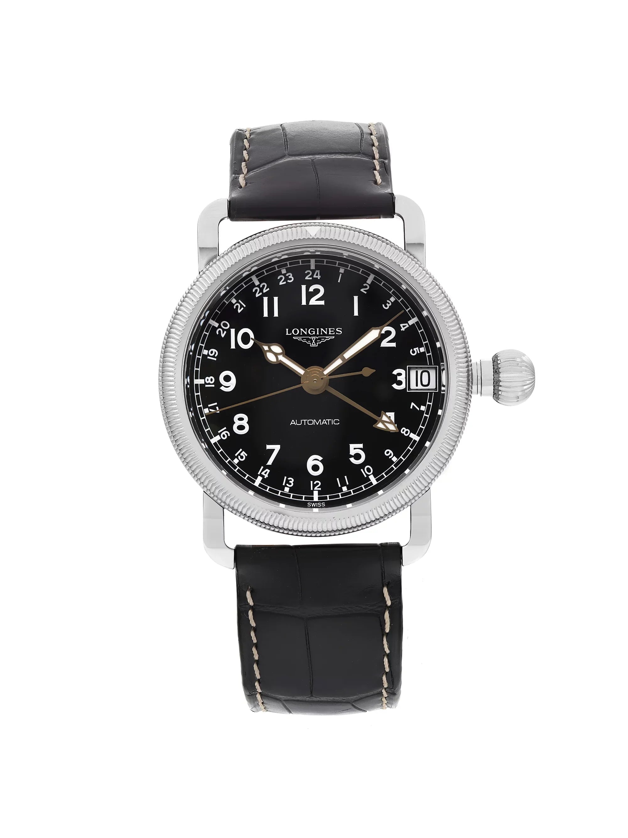 New Longines Heritage Avigation GMT Steel Ebony Automatic Watch L2.778.4.53.2