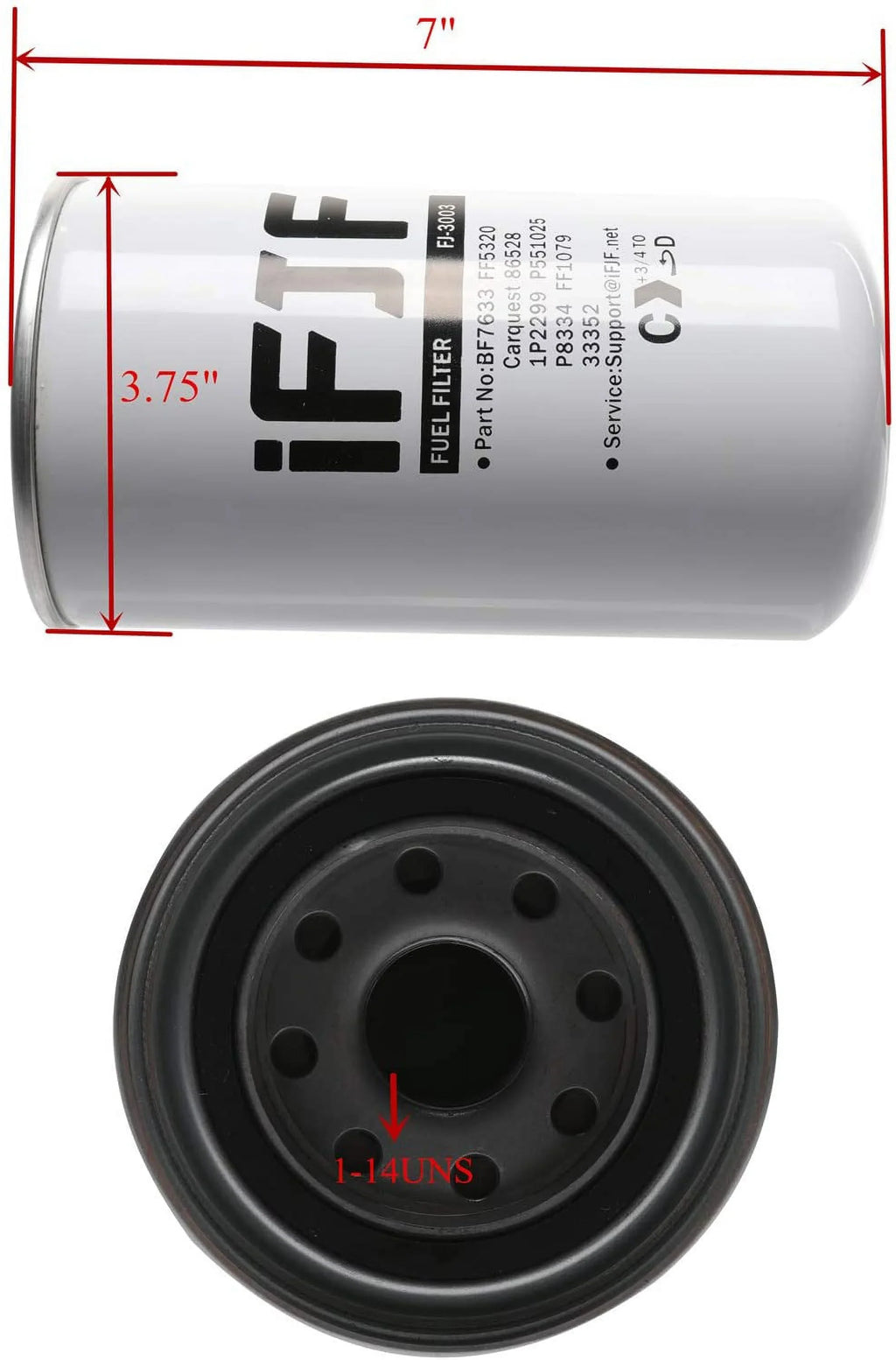 iFJF BF7633 Spin-on Fuel Filter Replacement for Duramax 6.6L 2001-2016 Chevy Silverado/GMC Sierra 2500HD 3500HD Replaces FF3003 1R-0750 FF5320 P551313 33528