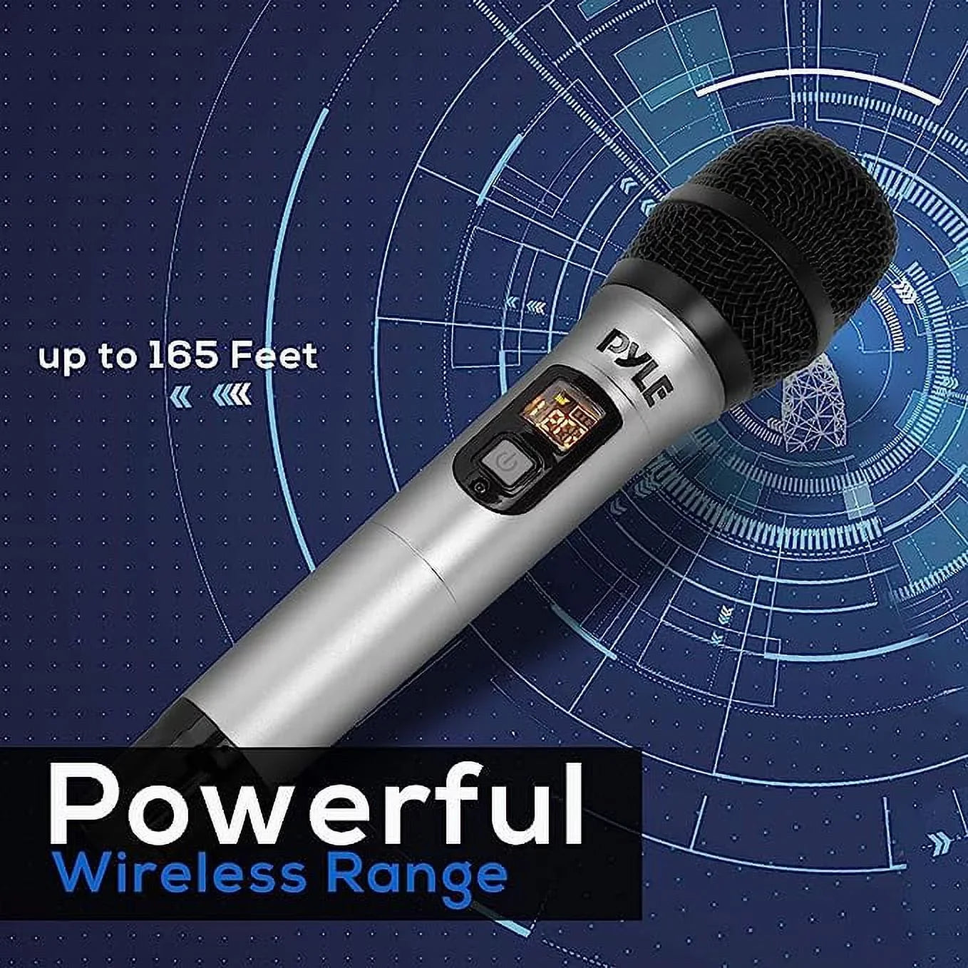 Pyle Professional Battery Operated Handheld Dynamic Unidirectional Cordless UHF Mic Transmitter Set