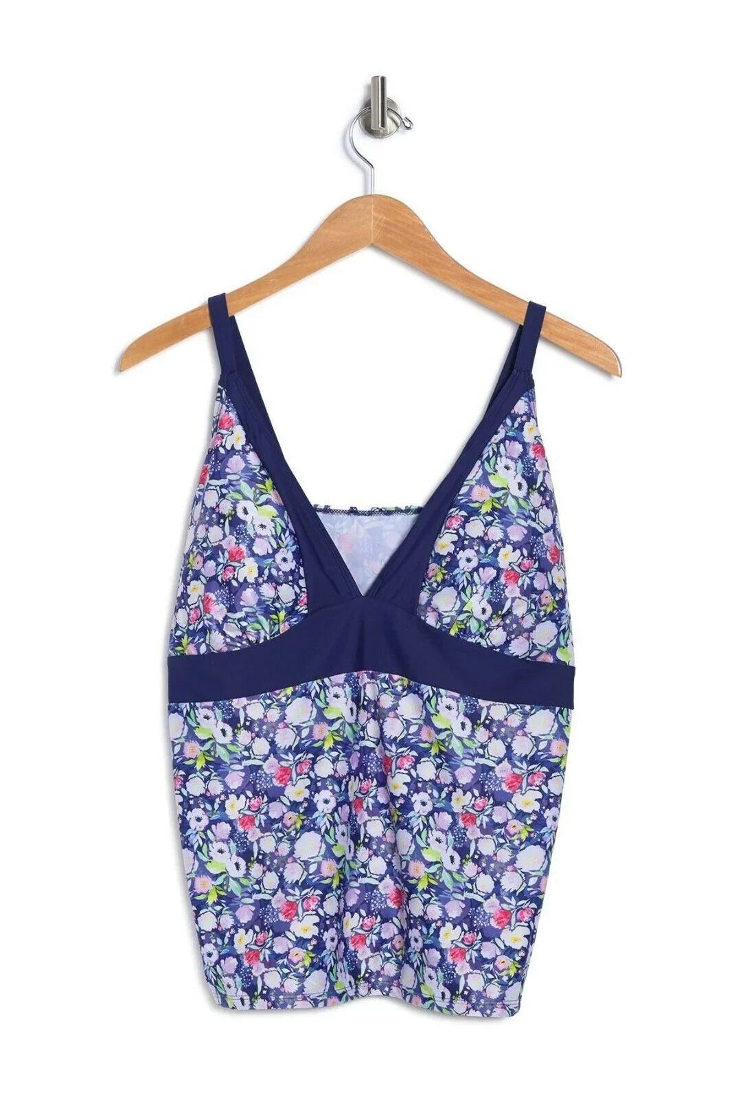 Nicole Miller Swimwear Tankini Top/Slit Skirt Bottom Women´s Size L Floral Print Colorblock