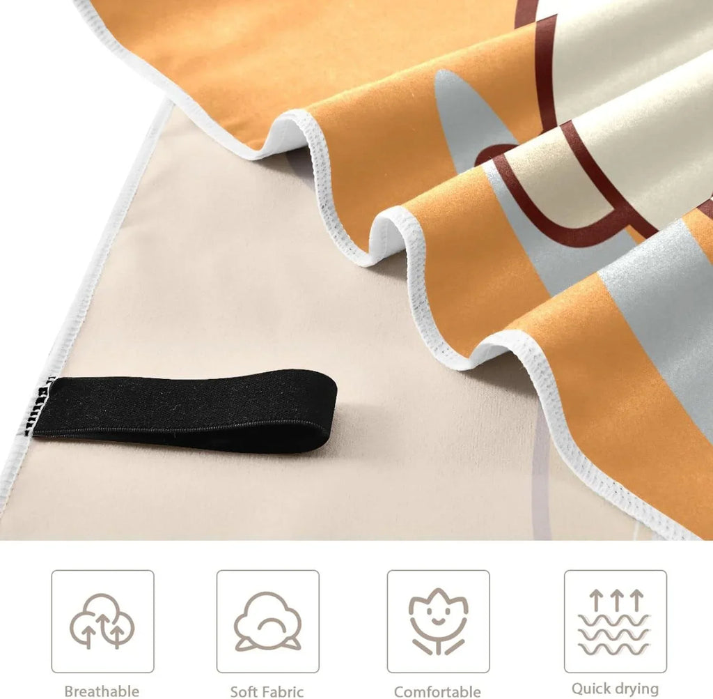 Bestwell Cute Corgi Orange Beach Towel - Super Absorbent Oversized Travel Towels - Load Compact Quick Dry Towel for Swimming Camping Holiday（353）